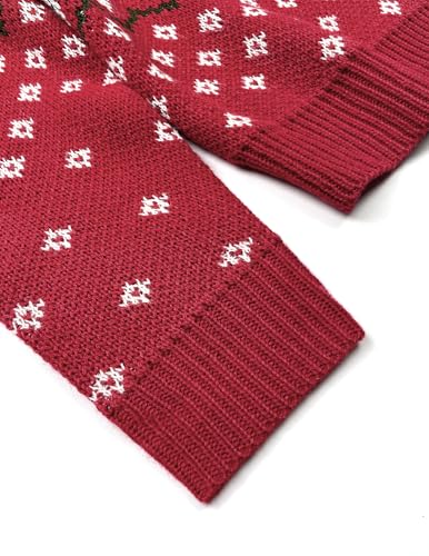 Image of Womens Casual Cute Ugly Sweaters Lightweight Ribbed Knit Crewneck Christmas Pullover Sweater 2024 Red M