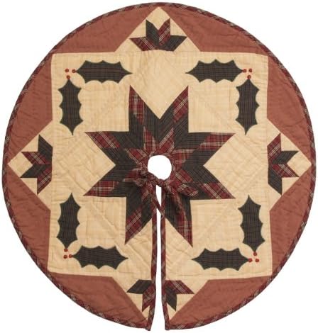 for Tabletop Tree, Christmas Star Galore Quilted Christmas Tree Skirt 24 Inches Round 100% Cotton Handmade Hand Quilted Heirloom Quality.