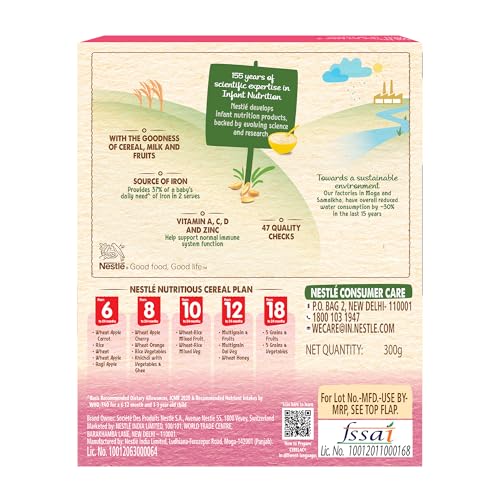 Image of CERELAC Baby Food Cereal | No Preservatives | Wheat Rice Mixed Fruit for 10 to 24 Months Baby | Source of Iron & Protein for Babies | Instant Cereal | 300g