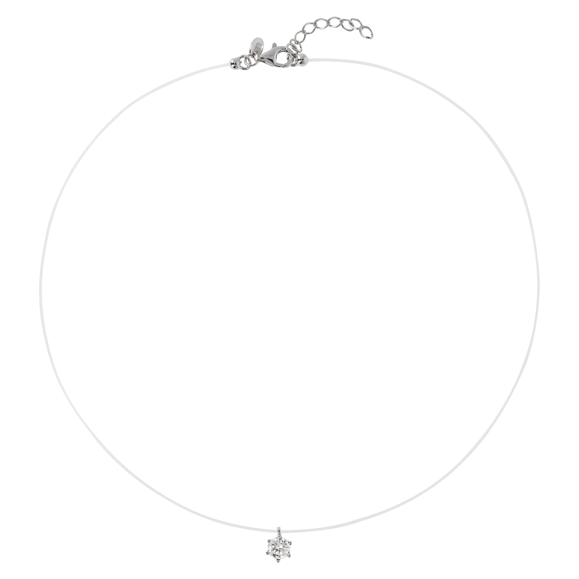JOYELLE Collana Donna Fantasmino in Argento 925 con Punto Luce Bianco - Collana Ciondolo in Cubic Zirconia - Gioielli Made in Italy - Idea Regalo Compleanni, Anniversari, Festa Donna, Festa Mamma