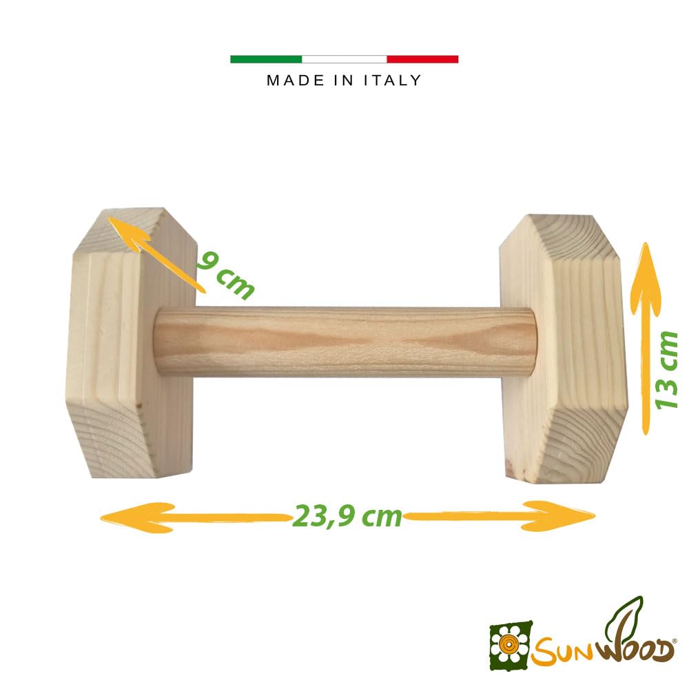 Parallele basse in legno per calisthenics, piegamenti, verticale, L-sit, planche - 23,9x13x9 cm - Pronte per l'uso, nessun montaggio - in pino naturale resistenti, antiscivolo