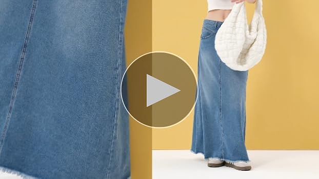 Amazon.com: Fisoew Women's Vintage Denim Maxi Skirt Casual