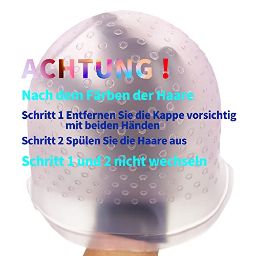 Foto von Silikon Highlight Kappe, Strähnchenhaube Haare Färben Hervorhebung Silikon Strähnchenhaube Set Stränchen Haube mit Nadel für Frauen und Mädchen Bläst