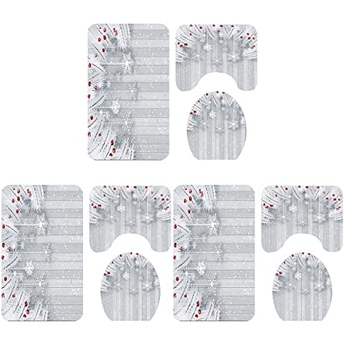 3-in-1 Badezimmer-Pads, 3-in-1, Motiv: Weihnachtsszene, rutschfest, Waschraum-Teppich, WC-Deckelbezug für Zuhause, Hotel