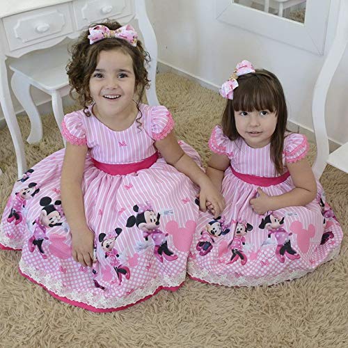 Vestido festa infantil Minnie Rosa superluxo