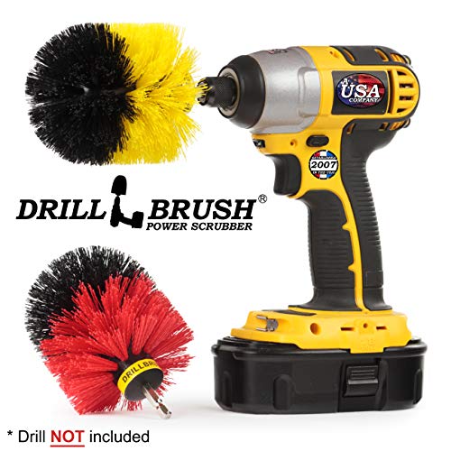 Image of Spin Brush Cleaning Kit - Drill Brush - Concrete, Brick, Fireplace, Stone - Bird Bath - Garden Statuary - Bathroom Accessories - Soap Scum, Hard Water, Mineral, Calcium, Rust Stains and Discoloration