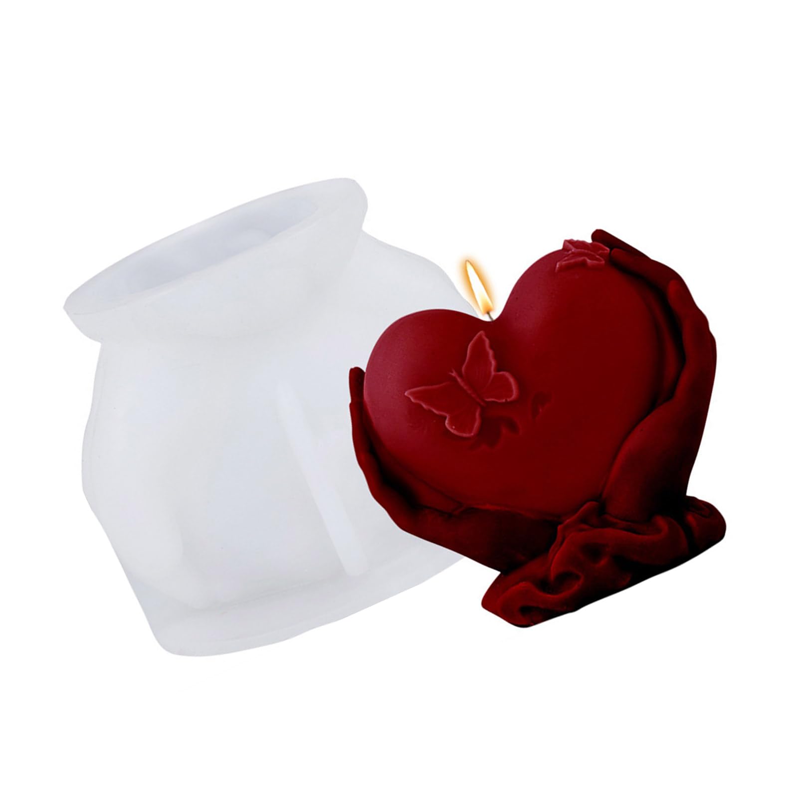 NEWFT Shape Silicone Molds for Epoxy Resin Soap Holding Heart in Hand Silicone Molds for Gypsum Decoration Food Grade Mold