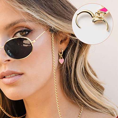 LieToi 9 Pairs Preppy Earrings Pack with Colorful Happy Smile Lightning Bolt Heart Star Charms Pendants Gold Small Huggie Hoop Dangle Earrings Trendy Y2K Preppy Jewelry Gifts for Teens Women3
