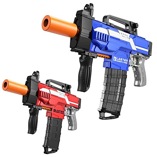 2 Pack Holiky Automatic Machine Gun for Nerf Guns Darts, Toy Guns for Boys with 3 Motorized Modes, DIY Toy Foam Blasters & Guns with 100 Refill Bullets