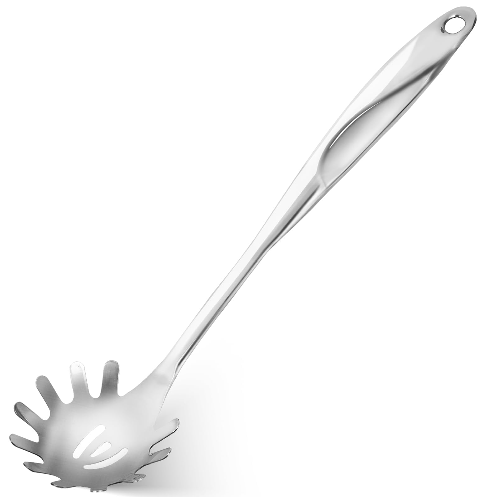 1 Pieza Cuchara para Espagueti,Servidor para Pasta,Cuchara para Pasta de Acero Inoxidable,Tenedor para Pasta,Apto para Lavavajillas,Para La Cocina Casera