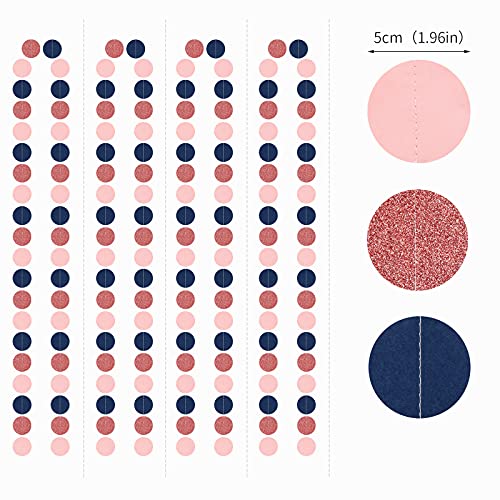 Navy-Blue Pink Rose-Gold Gender-Reveal Decorations - 52Ft Party Streamers Garland Backdrop Banner Decor,Baby Bridal Shower Engagement Christmas Wedding Birthday Paper Streamer Lasting Surprise #TOP2