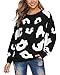 LAISHEN Women's Sweaters Fall Fashion 2025 Leopard Long Sleeve Tops Casual Crew Neck Knit Chunky Sweater Pullover Black
