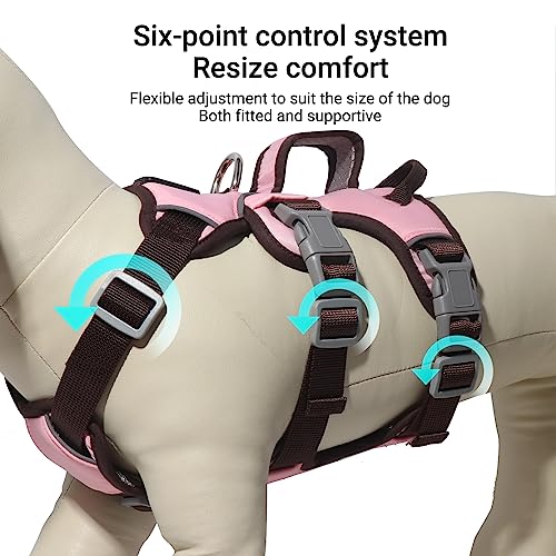 LiebeDD Hundegeschirr für Kleine Mittelgroße Hunde Welpen Geschirr, Anti Zug Geschirr Hund Sicherheitsgeschirr Ausbruchsicher, Panikgeschirr für Hunde Zuggeschirr Hund, Rosa, S