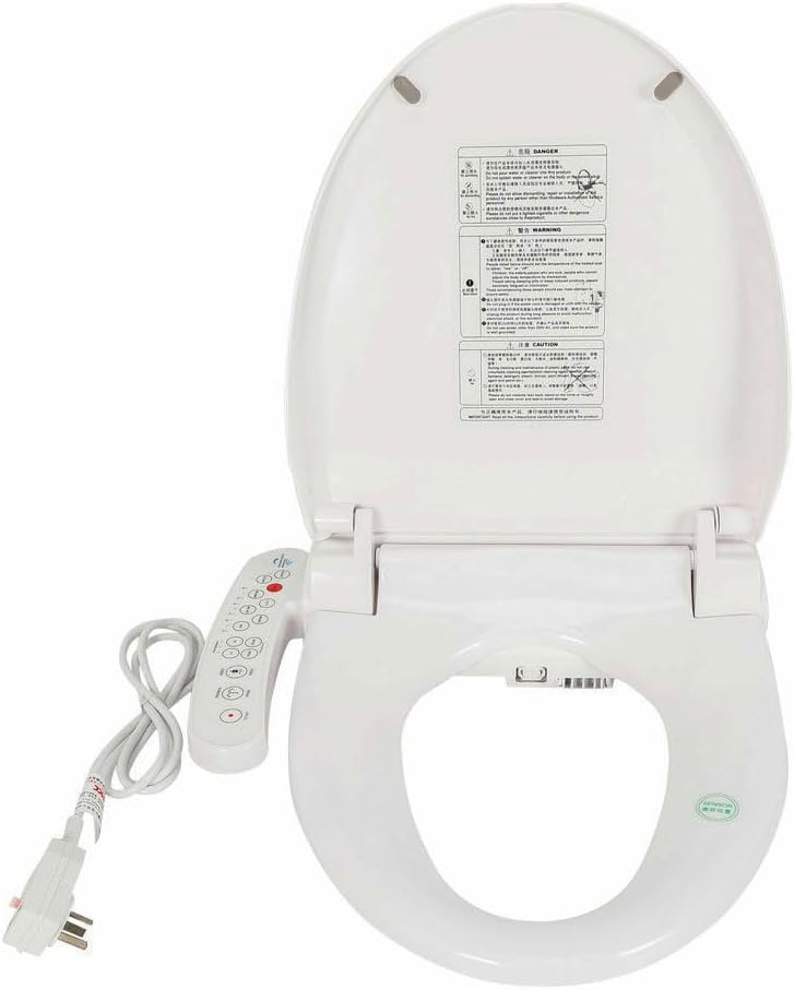 Electric Smart Toilet Seat, 1300W Auto Deodorization Elongated Heated Toilet Seat, Smart Bidet Toilet Seat Cleaning Bidet Cover 2 Nozzle & Air Dryer & Heated, White