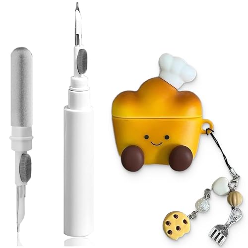 KIRZAX Funda para AirPods Pro 2: Diseño de Pan + Cadena de Galletas, Kit de Limpieza incluido - Case elegante para Mujeres/Niñas/Hombres, regalo para Mujeres