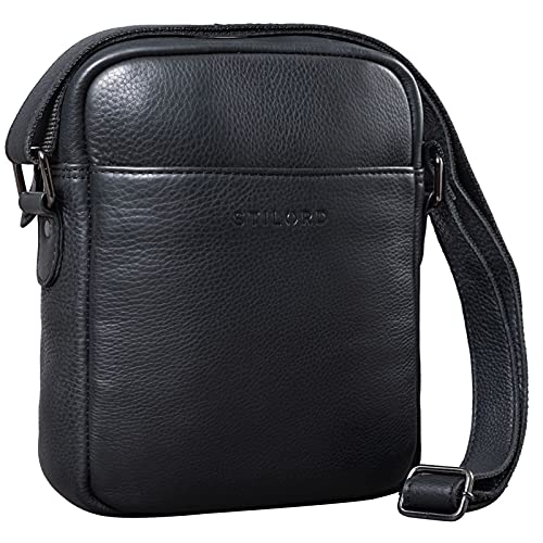 STILORD 'Nils' Petite Sacoche Sac à Bandouliere Cuir pour Homme Femme Besace en Cuir Sac Porte Épaule Sac Messager Vintage Cuir Véritable, Couleur:Noir
