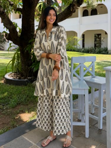 Image of Leriya Fashion Women's Rayon Kurta Pant Set | Casual Style Ethnic Co-ord Set for Women Stylish | Black Print Kurti for Office & Daily Travel Outfit | Oversize Loose Fit Kurta Sets for Woman