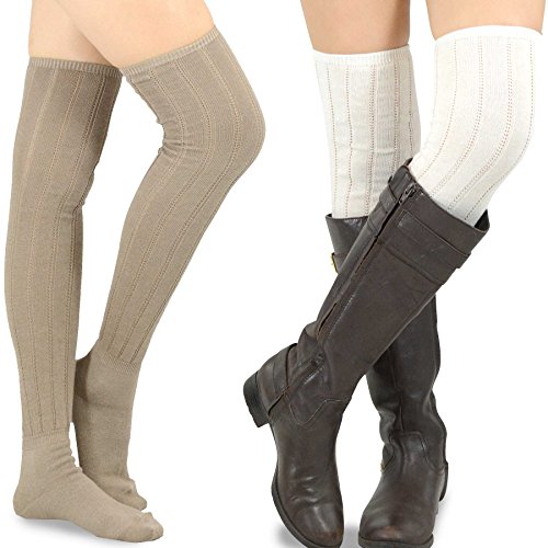 Image of Fashionable Cotton Slouchy Boot Socks for Women and Girls: Long Thigh Highs, Over-the-Knee Highs, and Knee Highs
