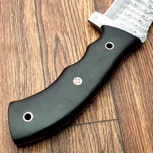 TZ 03 Handmade Damascus Steel 10 Inch Tracker Knife for Hunting Camping Tracker with Horizontal Carry Sheath Fixed Blade Survival tactical full tang Bushcraft Knife
