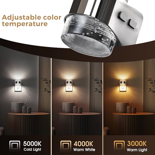 Image of L LOHAS LED 2 Pack 3CCT Night Lights Plug into Wall, 3000K /4000k /5000K Adjustable Color Temperature Night Light,Bubble Nightlight with Dusk to Dawn Sensor for Rooms Bathroom Hallway