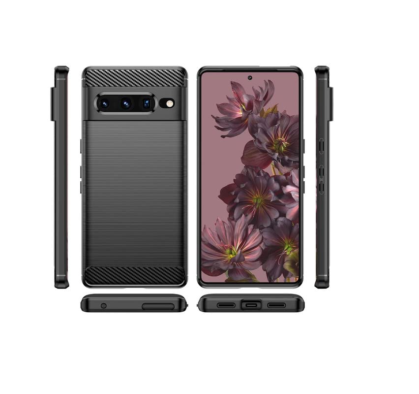 Image of NPRC Hybrid Ultra Slim Protective Case TPU Non-Slip Carbon Fiber Texture Shockproof Case Cover for Google Pixel 7 pro - Black