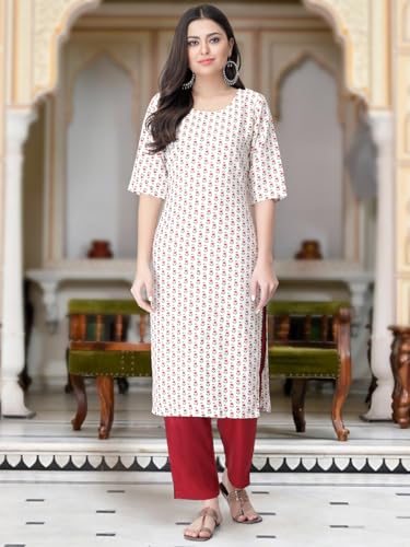 Image of Tee Projekt Versatile Crepe Kurti & Pant Set for Women Printed Kurta Set
