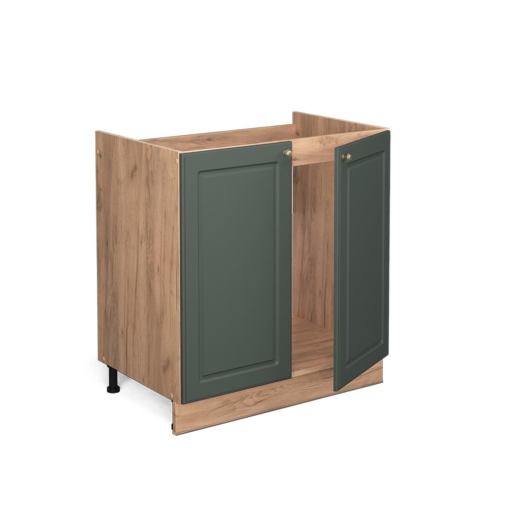 Vicco Mobile lavello cucina Fame-Line, Verde-oro rustico, 80 cm senza piano di lavoro, per la combinazione con altri moduli della serie Fame-Line