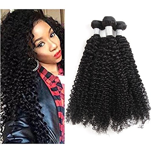 7A Brazilian Virgin Hair Curly Weave 3 Bundles Unprocessed Human Hair Extensions Jerry Curly Natural Color Hair pieces 100g/Bundle (12 14 16） …