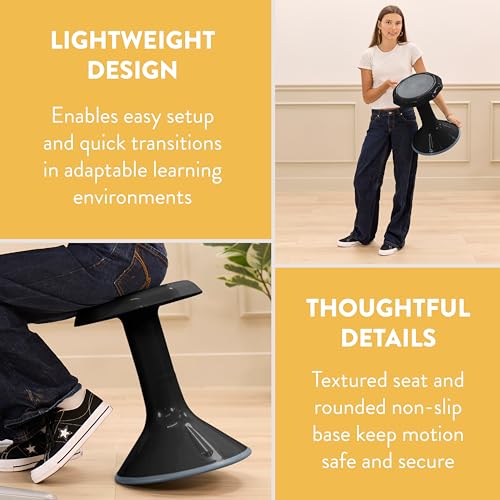 Image of Back2School Express Wobble Sensory Stool for Classroom - 18 inch Active Flexible Seating Chair for Kids, 220lb Capacity, GREENGUARD Gold Certified, Black
