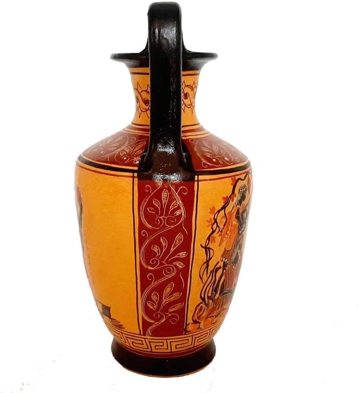 Greek Amphora Ceramic Vase 25cm, God Dionysus with Maenads, Handmade Hand-Painted, Ancient Greek Art