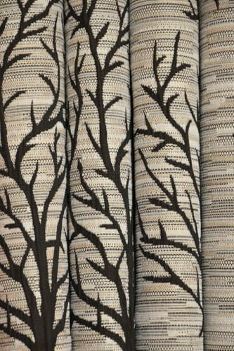 Image of HOME UTSAV 1 Piece Jute Floral Blackout Heavy Jacquard Tree Curtains for Window 5 Feet, Coffee