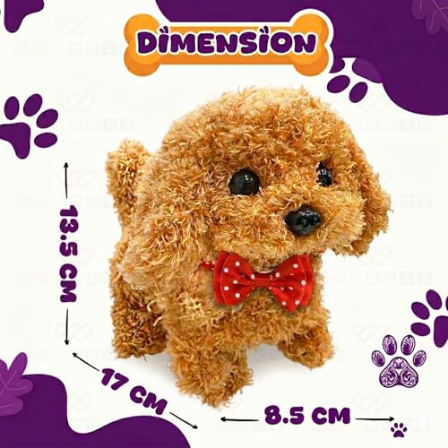 Image of Cute Plush Puppy Toy | Soft & Interactive Battery Operated Toy | Walking, Barking & Jumping Pup for Kids| Tail Wagging Cute Realistic Pet | Gift for Babies (Brown) 1 Year to 8 Year