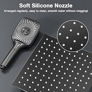 Black shower faucet set stainless steel 10in rainfall shower head with handheld 3 functions shower system brass pressure balance shower valve  urban country home decor