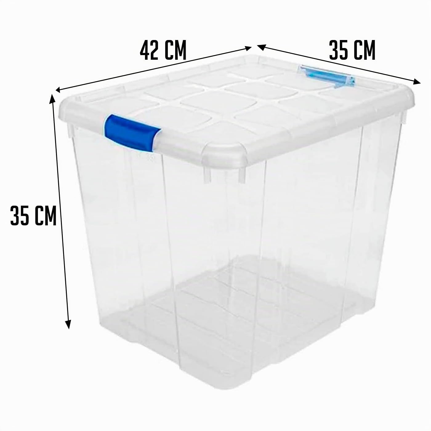 Acan Tradineur - Pack de 6 Cajas de Almacenamiento - Fabricado en plástico - Contenedor para almacenar Libros, ropa, mantas - N.º 17-42,2 x 35 x 35 cm - 35 Litros