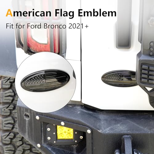 Image of Tailgate Emblem for Ford Bronco - American Black Flag Emblem for Bronco 2021 2022 2023 2024 2025 2026 Bronco Sport