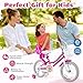 HONEY JOY Kids Bike, 12 14 16 18 Inch Girls Bike w/Training Wheels, Doll Seat, Streamers, Handbrake & Coaster Brake, Fully Enclosed Chain, Princess Style Children Bike (16 Inch, Pink)