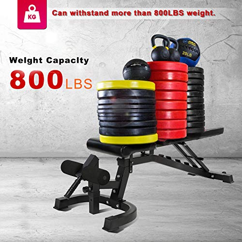 Vanswe Weight Bench, Adjustable Workout Bench Press 800Lbs Flat Incline Decline Utility Bench Sit Up Exercise Bench For Home Gym Strength Training Full Body Workout (Red) #TOP1