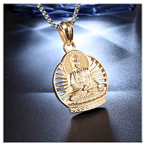Xusamss Punk Buddha Necklace Religious Pendant Necklace,22inches Link Chain3