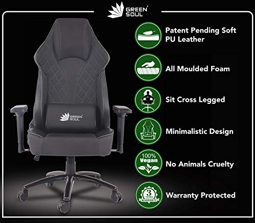 Image of Green Soul Glance Series Multi-Functional Chair (GS-350) (Full Black) (Size - Large), Metal, PU Leather