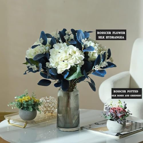 Image of TIED RIBBONS Pack of 6 Artificial Eucalyptus Flowers Bunches (Blue, 19.6 Inch) - for Vase Pot Home Decor Home Decor Living Room Side Table Centerpiece (Vase not Included)