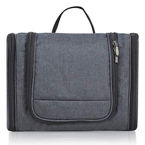 Image of FATMUG Travel Toiletry Kit Organizer Hanging Dopp Kit for Men Large Cosmetics Pouch for Women-D Grey
