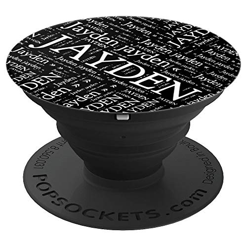 Jayden First Name Black And White Newspaper Print Look Words PopSockets Grip and Stand for Phones and Tablets