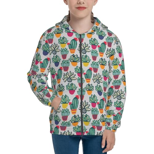 Cactus Plant Kid Hoodies Boys Zip Up Sweatshirts Girls Pullover with Pocket3