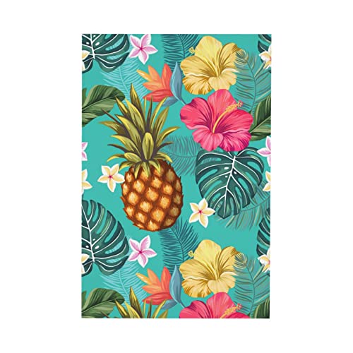 Pineapple Tropical Flowers Tablecloth Table Cover Washable Tabletop For Kitchen Dinning Decoration Rectangle 60X90 Inch #TOP5