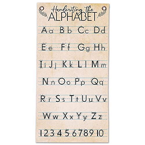 ABC Wall Chart Handwriting the Alphabet - Vintage Canvas Alphabet Poster Wall Scroll Art - Nursery Decor 16' x 32' Baby Room Decor Print - Makes Great Playroom Wall Decor - Homeschool Decor