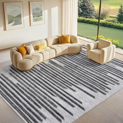 Tapete moderno rayado lavable 8x10 pies garveehome miniatura 2