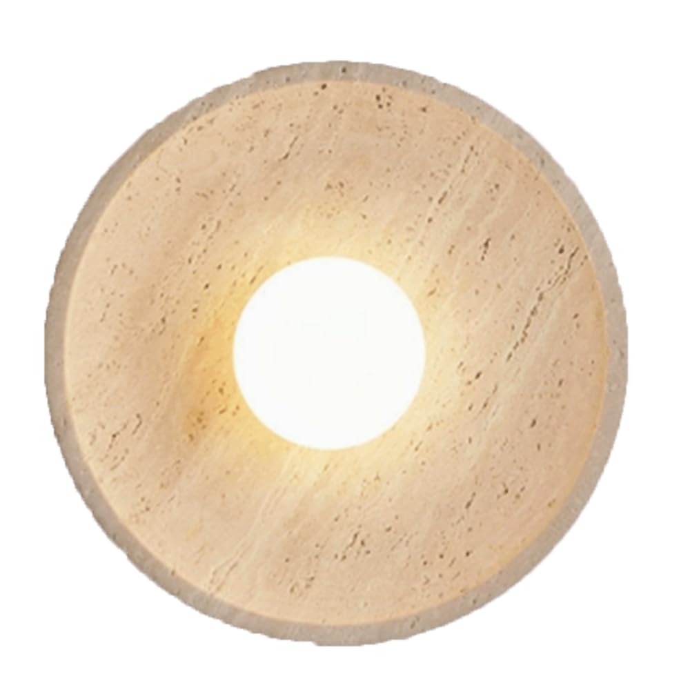 SHUANGZ Wabi-Sabi Art Lighting Fixture, Nordic Modern Wall Sconce Mounted Fixture Lamp Yellow Travertine Japanese Style Natural Stone Bedside Walls Light for Bedroom, Foyer, Entryway,Stairway Light