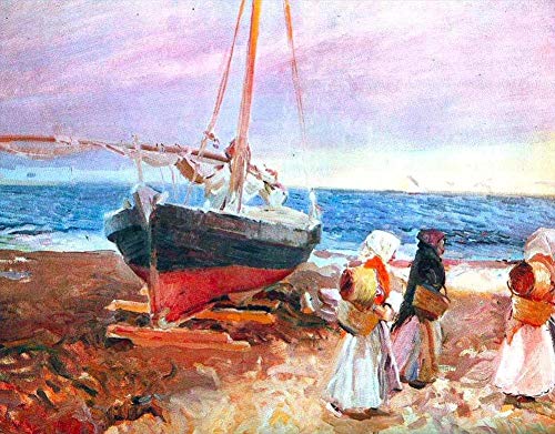 Peintures pêcheuses sur la plage Valence 1903 huile sur toile taille 04