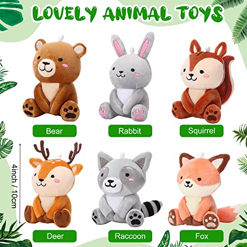 Aoriher HS-AORIHER-23456 6 Pcs Mini Woodland Animals Plush Toys Bulk 4 Inch Cute Plush Bear Rabbit Squirrel Raccoon Stuffed Keychain thumb #1