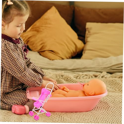 Mikinona Realistischer Puppenwagen Kinderwagen Modell für Jungen Mädchen Beweglicher Puppenbuggy Leicht und Kompakt Zubehör für Puppenhaus und Rollenspiele – Bild 6